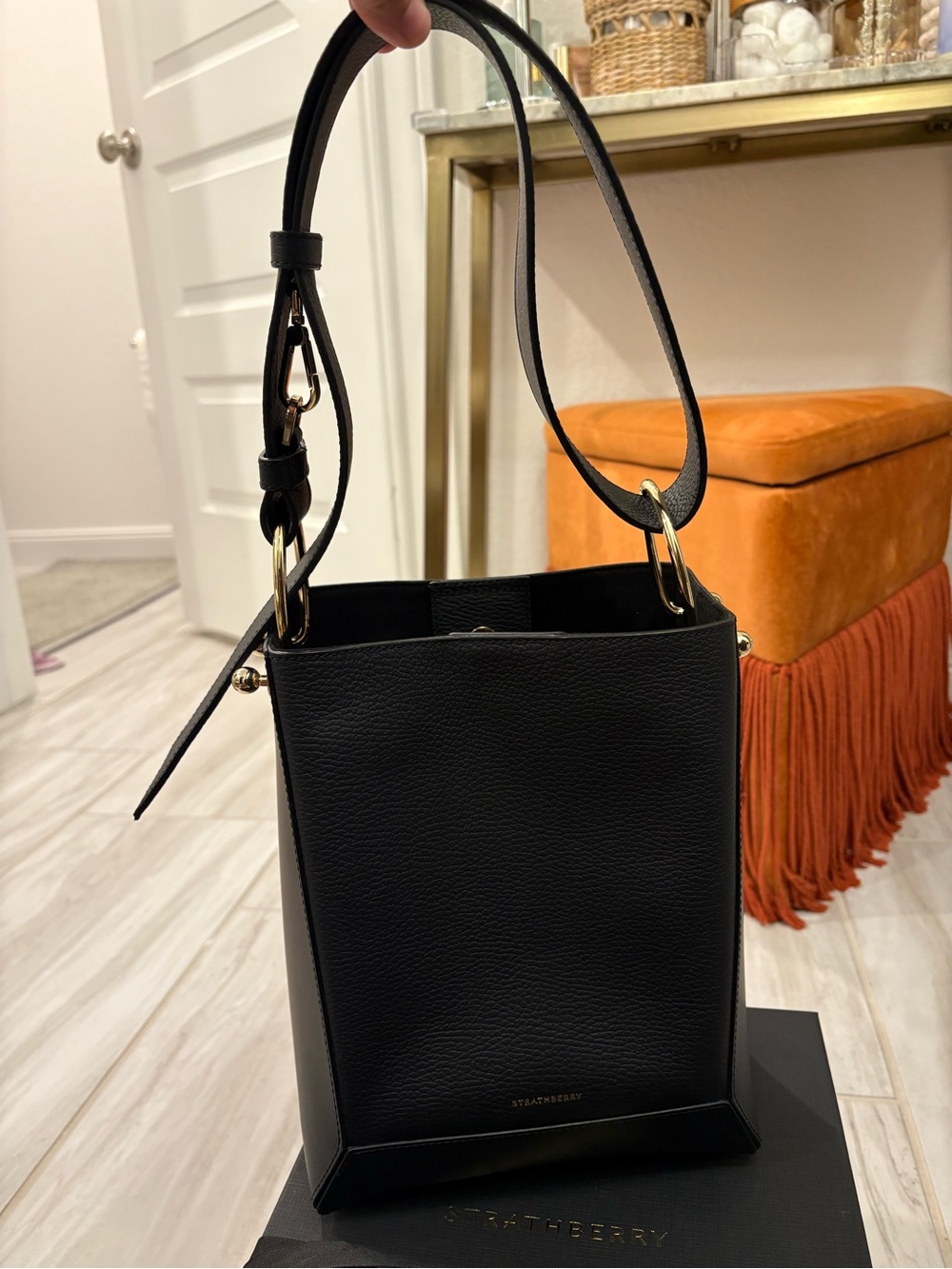 Strathberry Lana Bucket Shoulder Bag with Gold Hardware